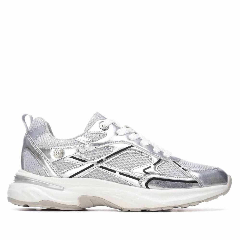 NEW XTI women's casual lace- up sneakers in silver